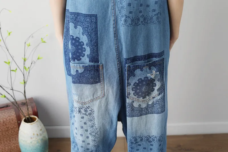 Edgy Plus Size Washed Denim Suspender Jumpsuit -GlamzLife