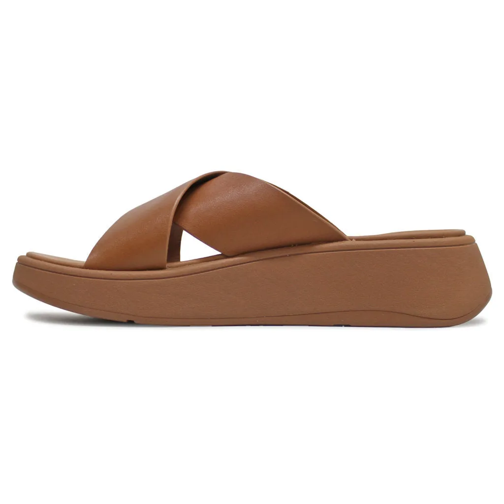 FitFlop F Mode Leather Flatform Cross Leather Women's Slides Sandals