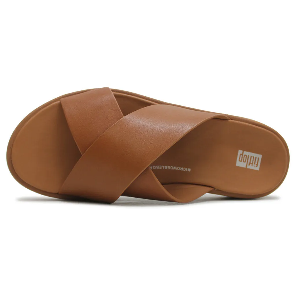 FitFlop F Mode Leather Flatform Cross Leather Women's Slides Sandals