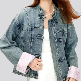 Floral style jean jacket for ladies