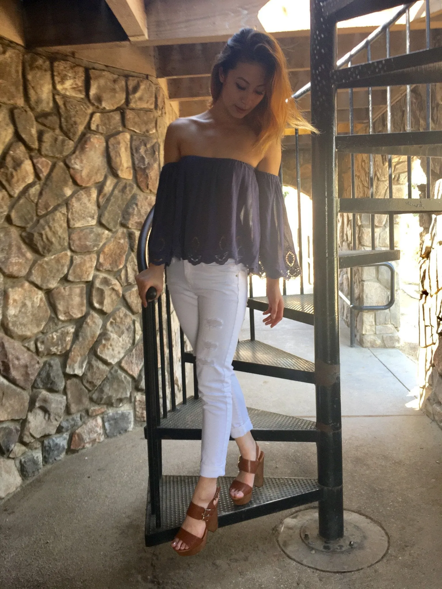 Free Spirit Off Shoulder Embroidered Top