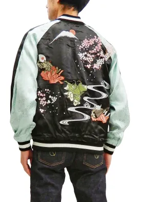 Hanatabi Gakudan Men's Japanese Souvenir Jacket Japanese Cat Art Sukajan SSJ-703