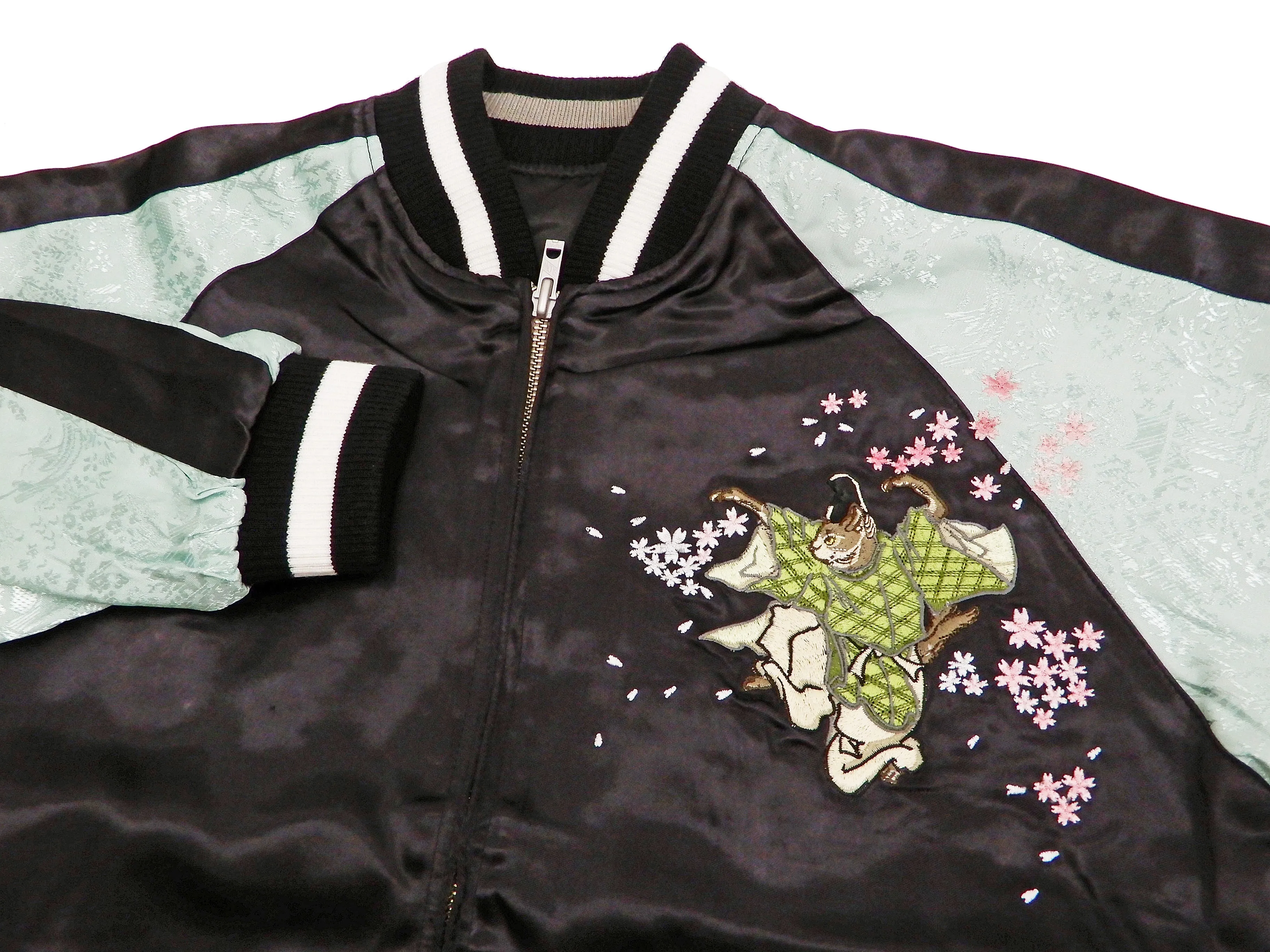 Hanatabi Gakudan Men's Japanese Souvenir Jacket Japanese Cat Art Sukajan SSJ-703