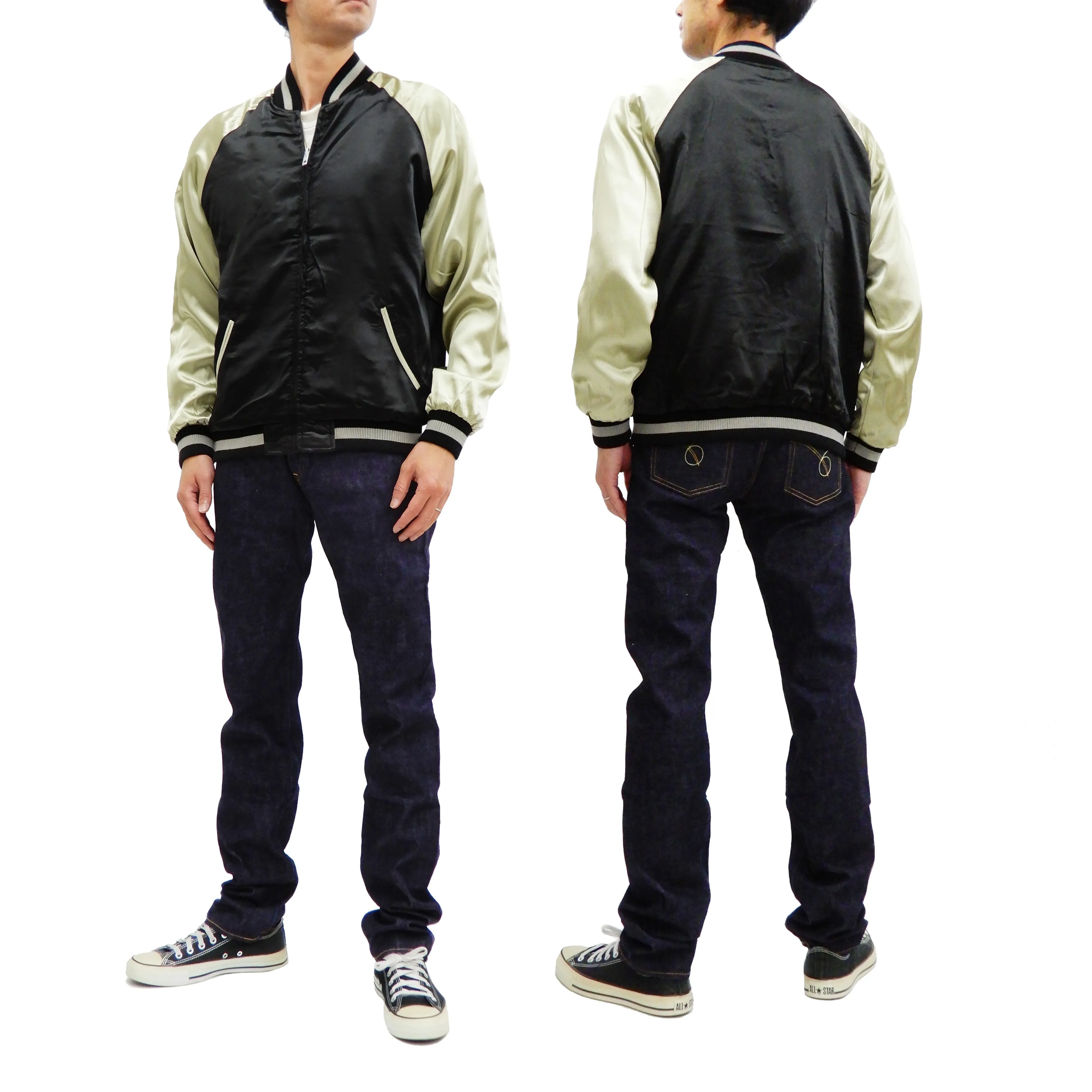Hanatabi Gakudan Men's Japanese Souvenir Jacket Japanese Cat Art Sukajan SSJ-703