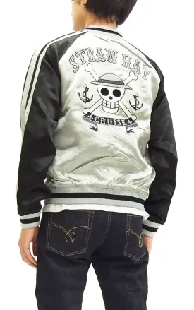 Hanatabi Gakudan Men's Japanese Souvenir Jacket Japanese ONE PIECE Sukajan Script OPSJ-001 Silver