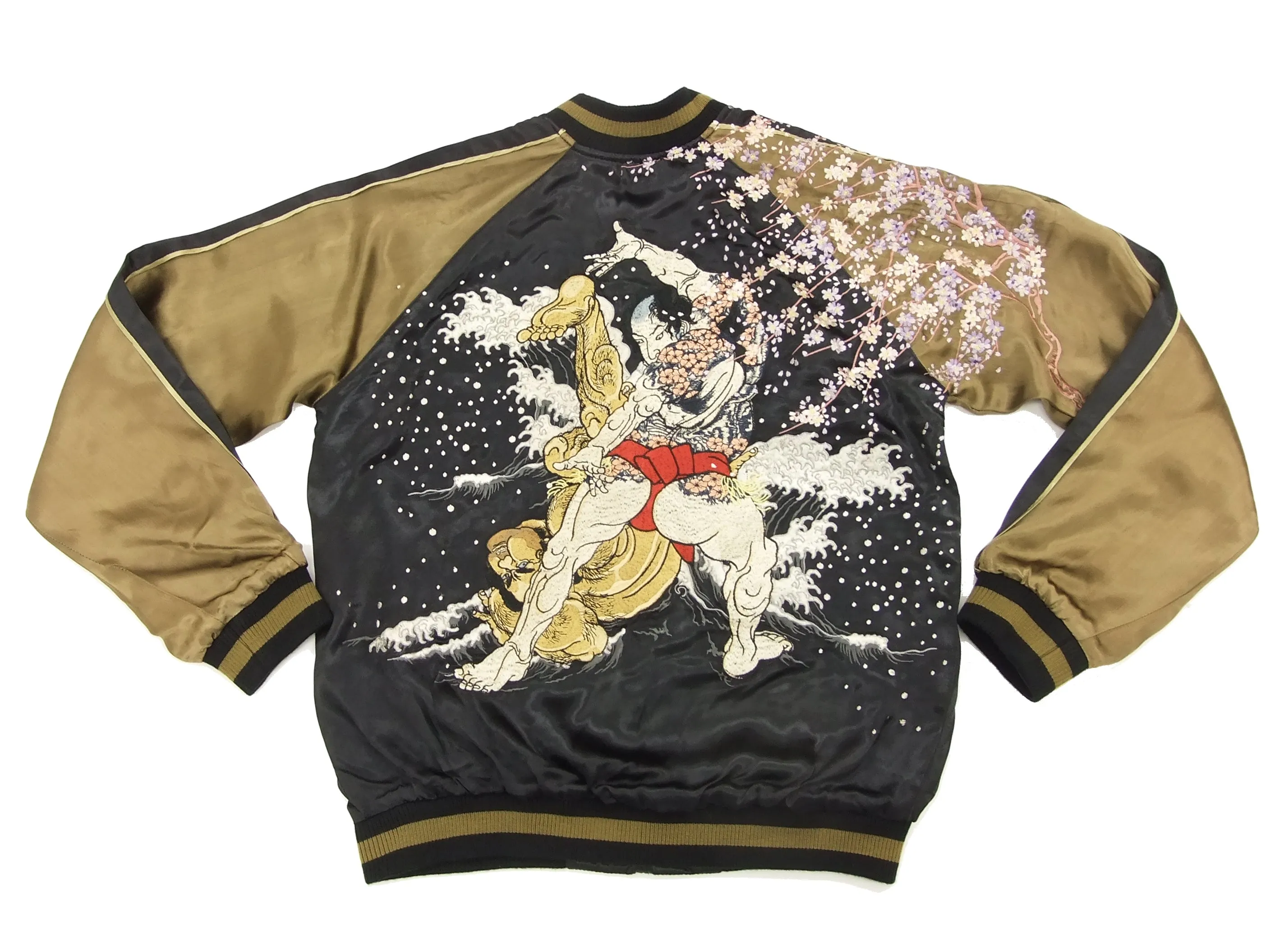 Hanatabi Gakudan Men's Japanese Souvenir Jacket Japanese Sumo Wrestling Sukajan Script SSJ-515