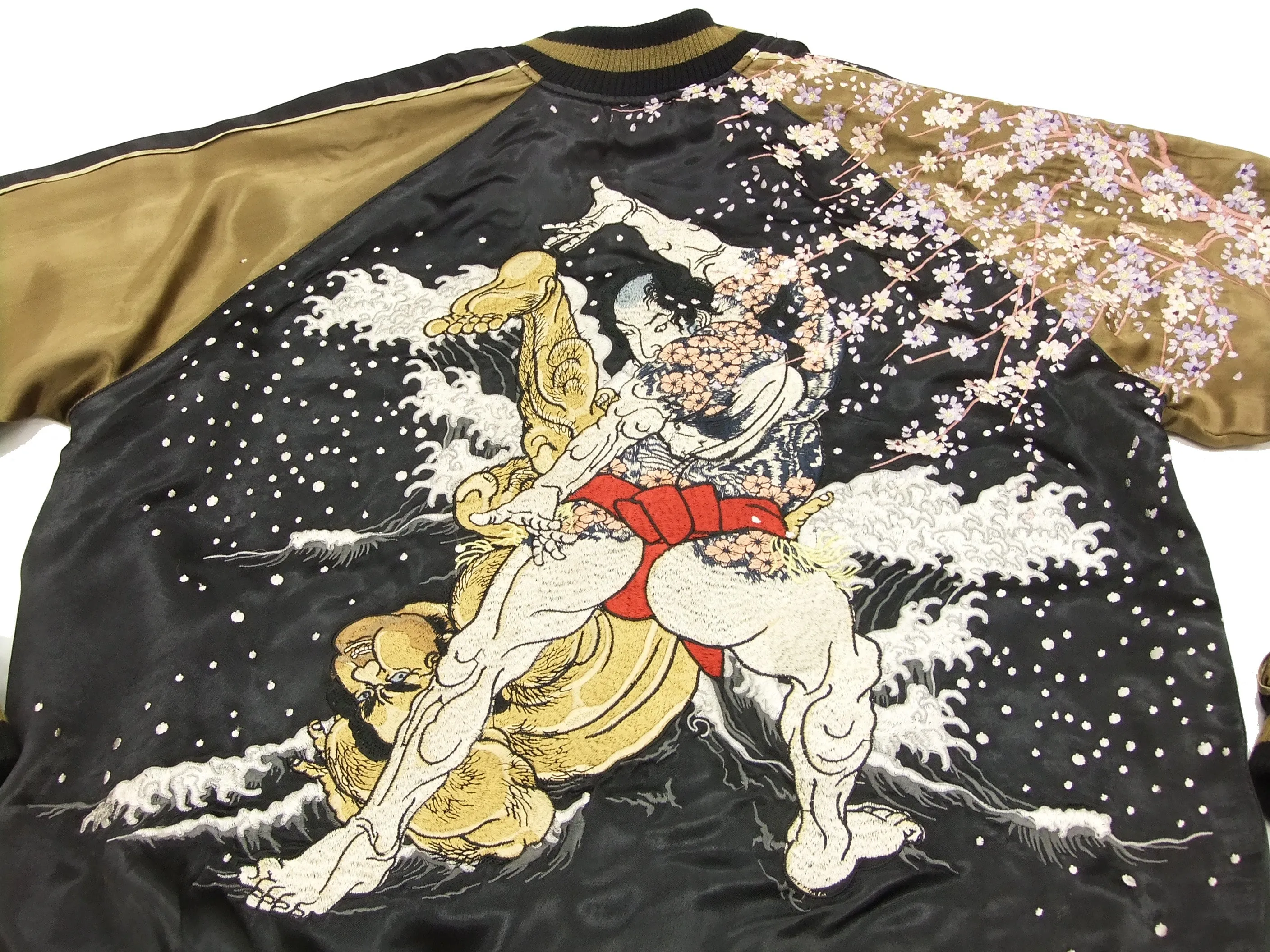 Hanatabi Gakudan Men's Japanese Souvenir Jacket Japanese Sumo Wrestling Sukajan Script SSJ-515