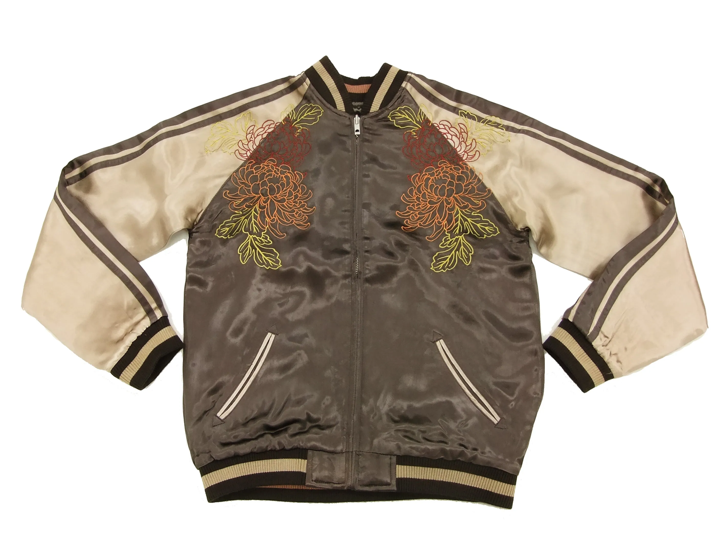Hanatabi Gakudan Men's Japanese Souvenir Jacket Japanese Ukiyo-e Art Sukajan Script SSJ-516
