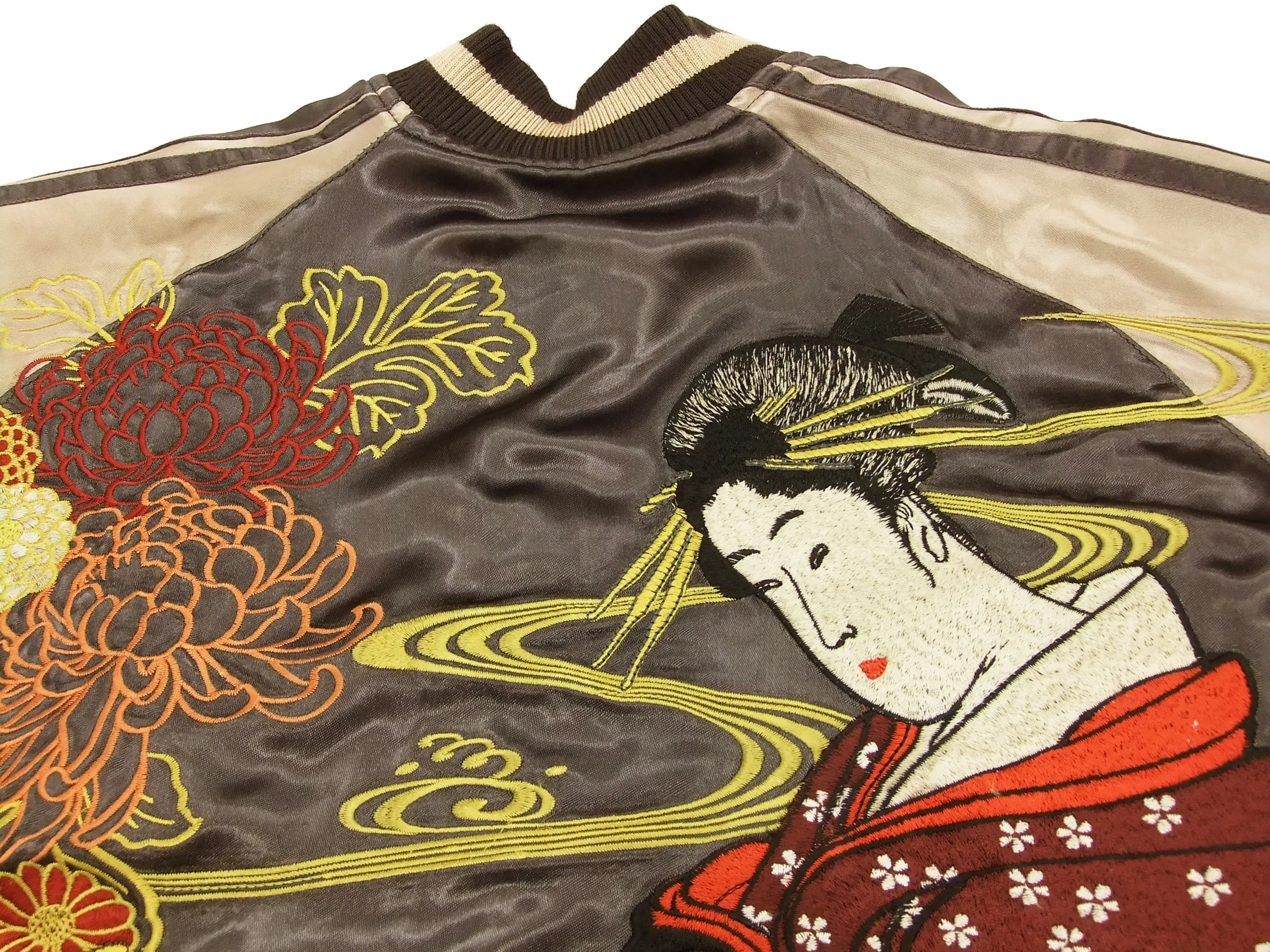 Hanatabi Gakudan Men's Japanese Souvenir Jacket Japanese Ukiyo-e Art Sukajan Script SSJ-516