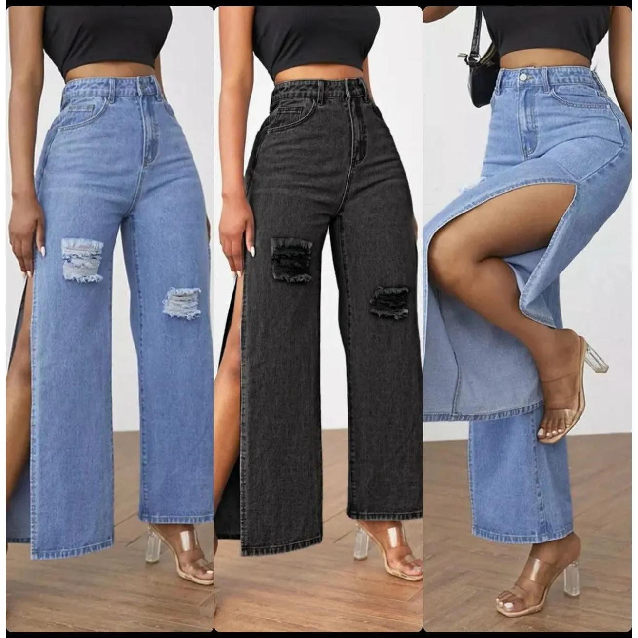 High Split Wide Leg Pants