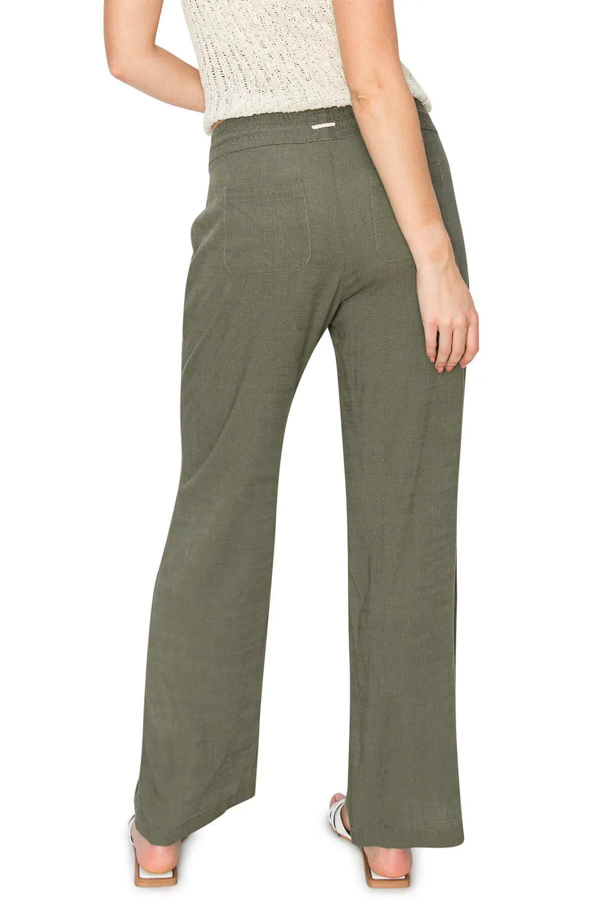 High Waist Relaxed Lounge Beach Pants - Olive