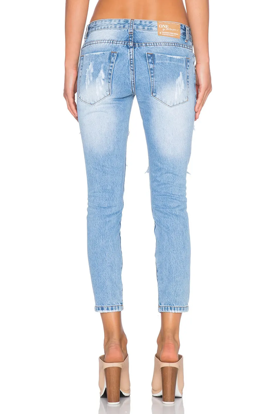 HUSTLER TRASHED FREEBIRDS LOW WAIST JEAN