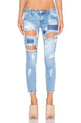 HUSTLER TRASHED FREEBIRDS LOW WAIST JEAN