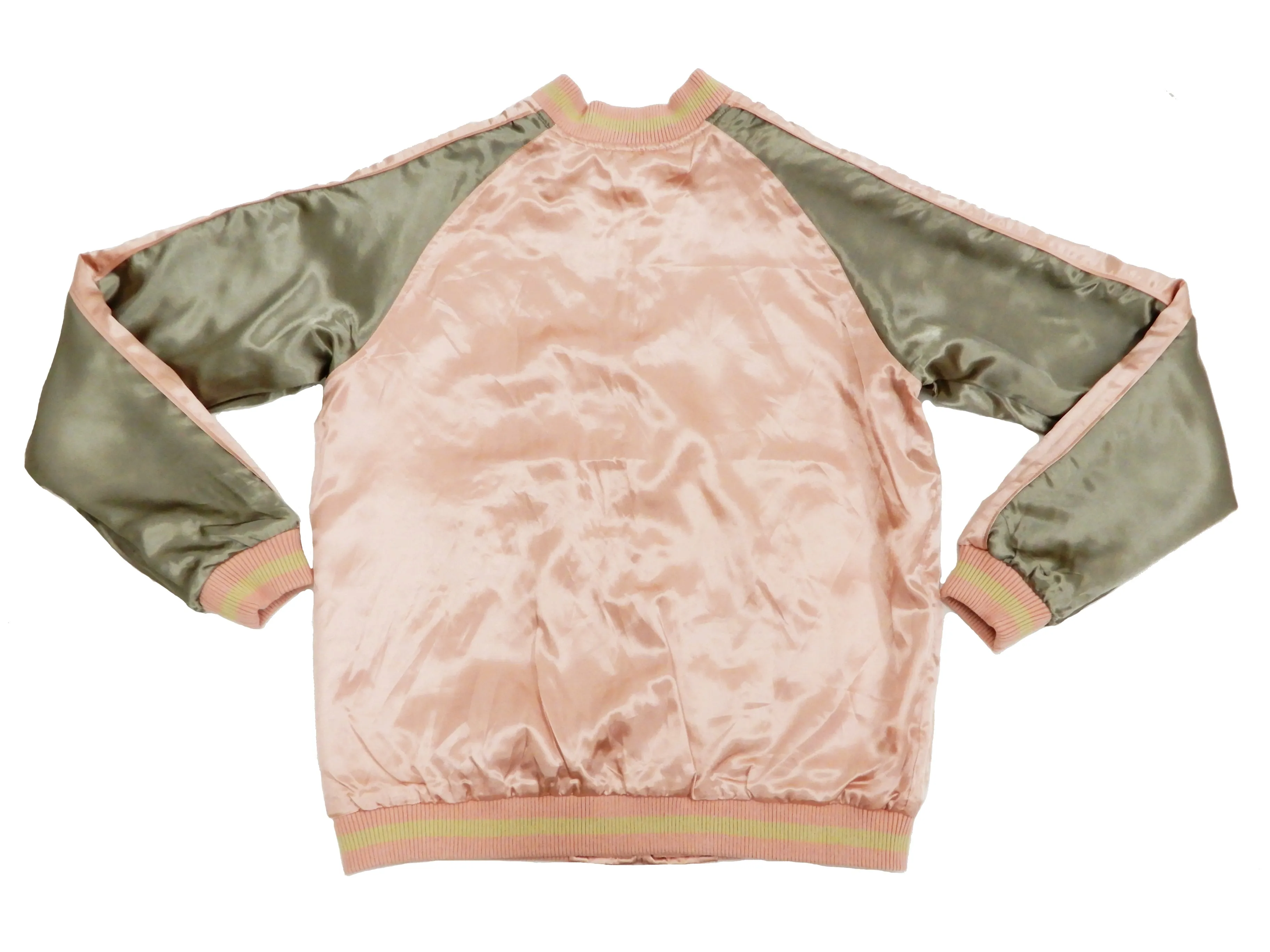 Japanesque Men's Japanese Souvenir Jacket Moon Rabbit Sukajan 3RSJ-023 Pink/Beige