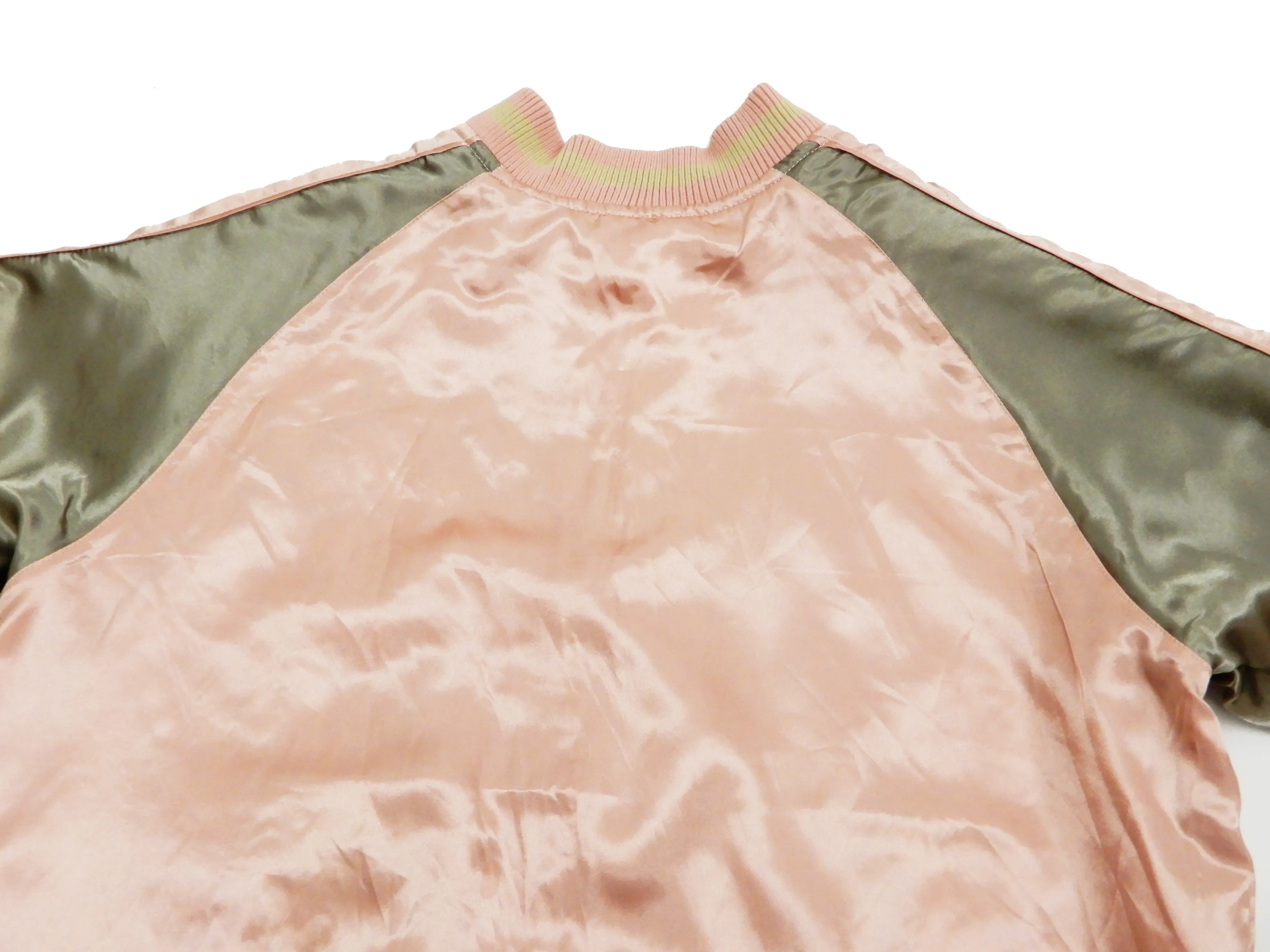 Japanesque Men's Japanese Souvenir Jacket Moon Rabbit Sukajan 3RSJ-023 Pink/Beige