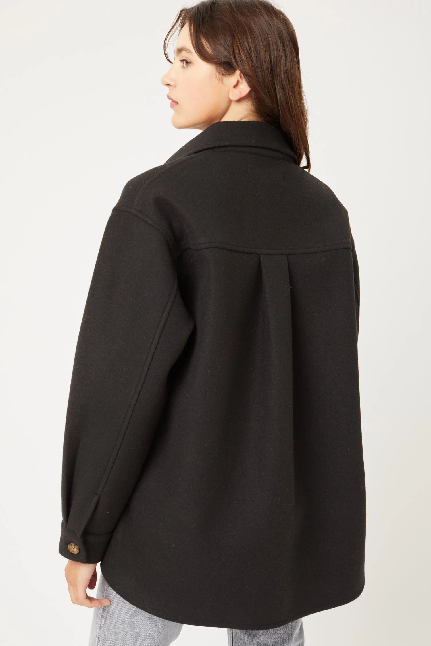 Julia Fleece Oversized Shacket blk