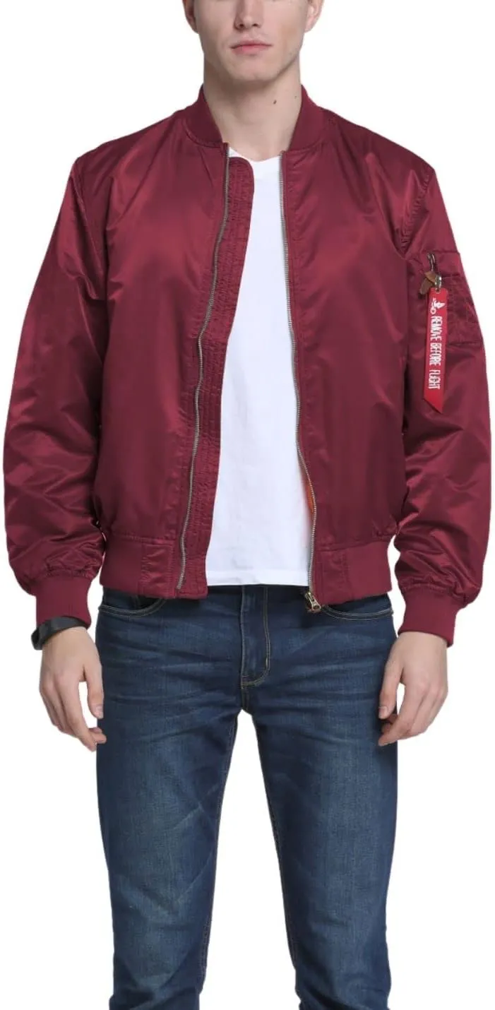 Kinkia Men's Aviator Bomber Jacket Casual Zip Up Flight Lightweight Windbreaker Jackets