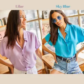 Lilac Minimalist Vintage Viscose Bat Sleeve Woman Blouse,Blouse Vintage, Effortless Style Blouse,Versatile Top,Cotton Blouse,Boho Blouse