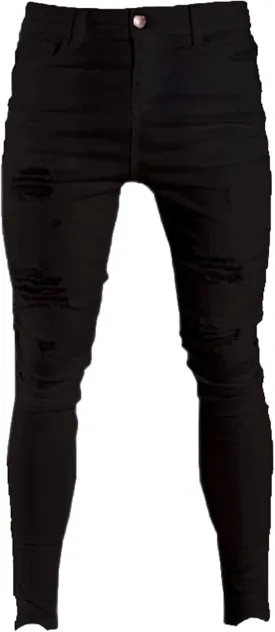 Maiyifu-GJ Men's Distressed Moto Biker Jeans Ripped Punk Gothic Zipper Denim Pants Hip hop Tapered Leg Slim Fit Jean