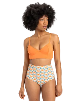 Melly Hi Waist Surf Bikini Bottoms in Brittany Blue Florever