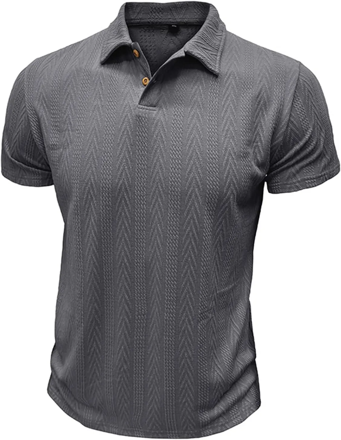 Mens Short Sleeve Polo Shirts Casual Reglar Fit Knit Textured Stretchy Golf T-Shirts