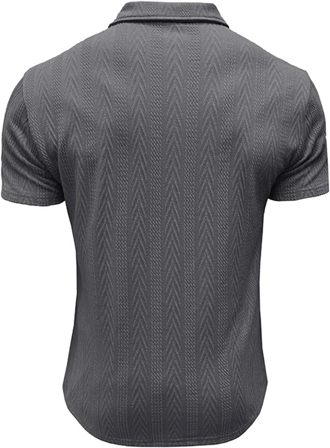 Mens Short Sleeve Polo Shirts Casual Reglar Fit Knit Textured Stretchy Golf T-Shirts