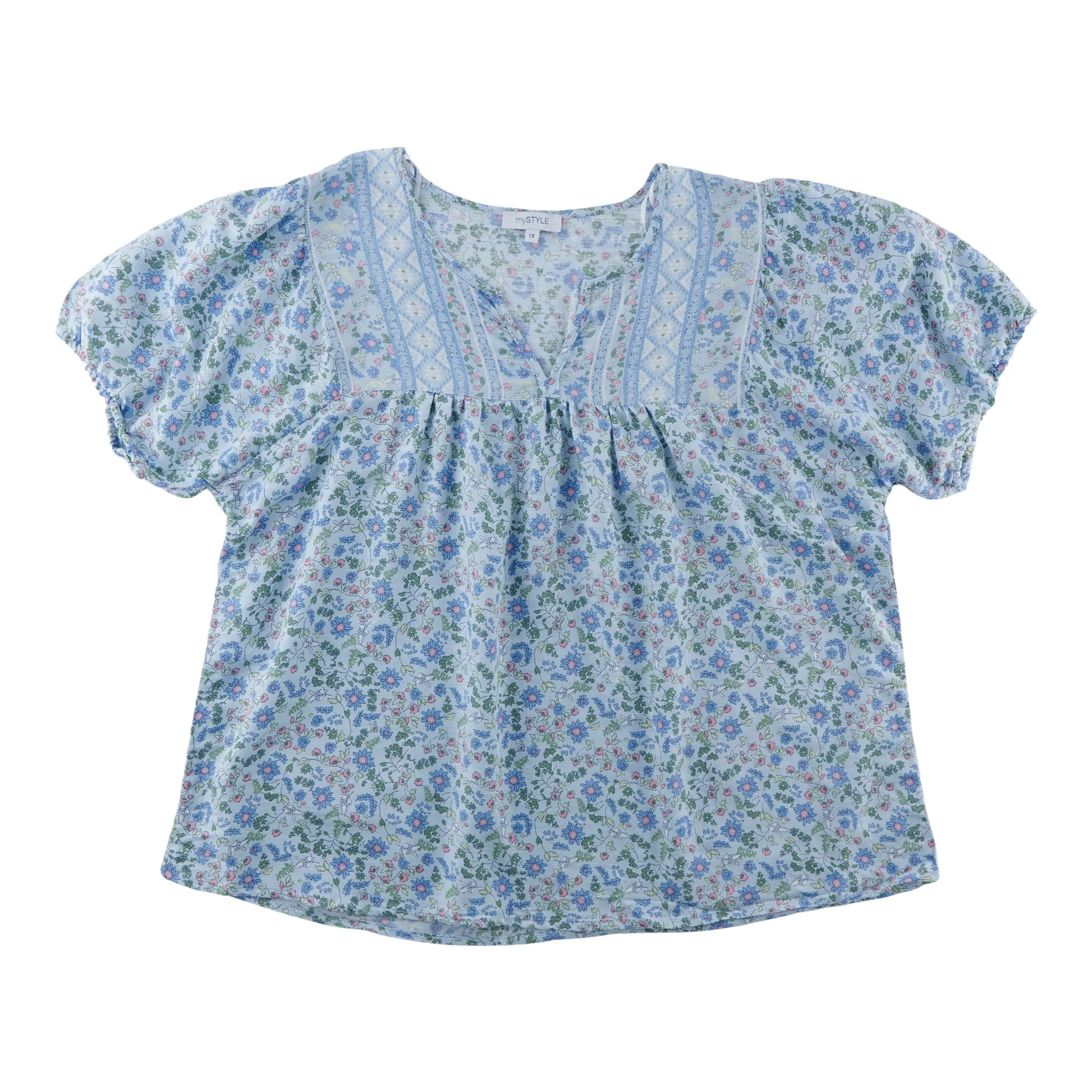 mySTYLE Women's Plus Festival Printed Boho Shirt