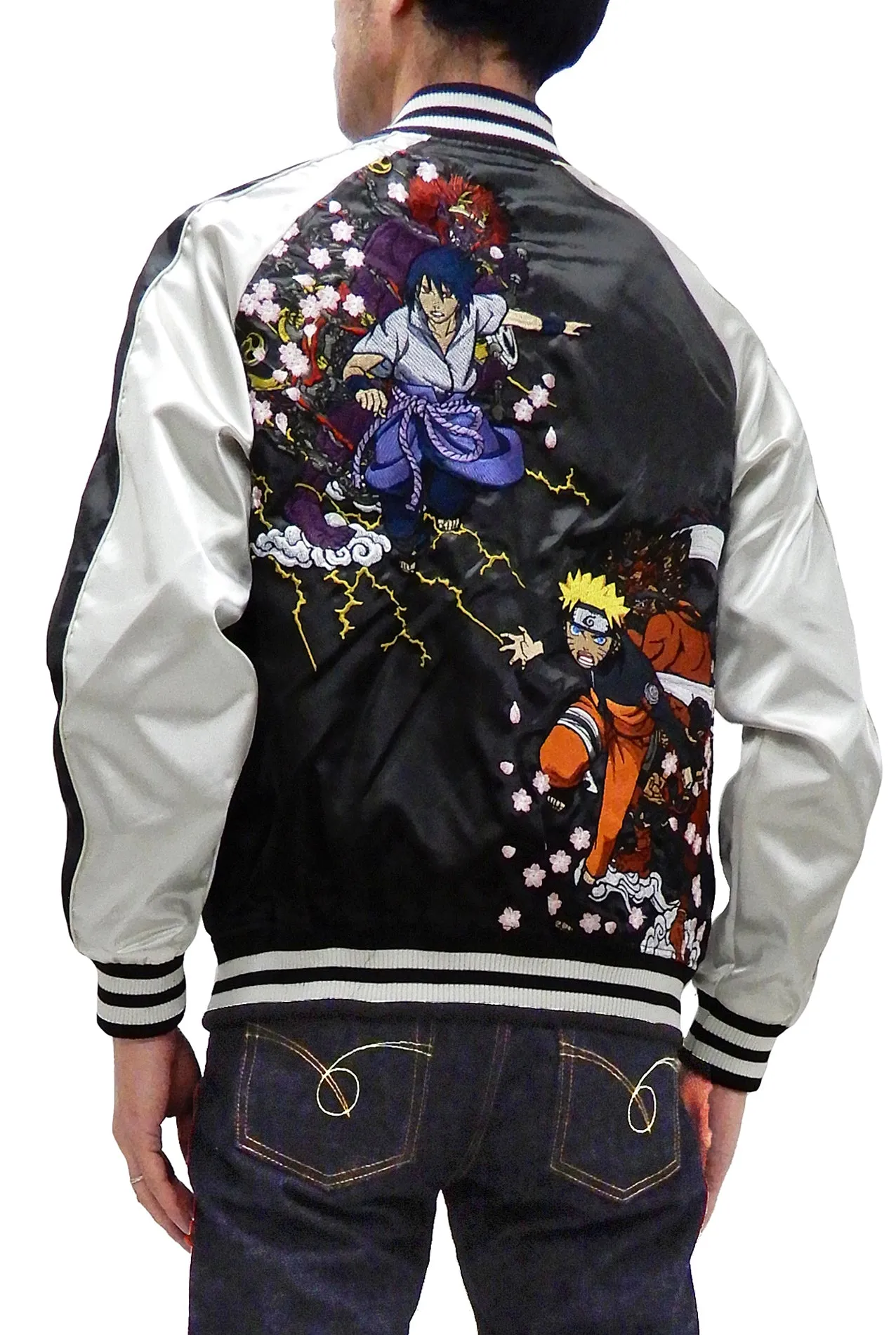 Naruto Jacket Men's Japanese Souvenir Jacket Naruto Shippuden Sukajan 9001823 Black/Off