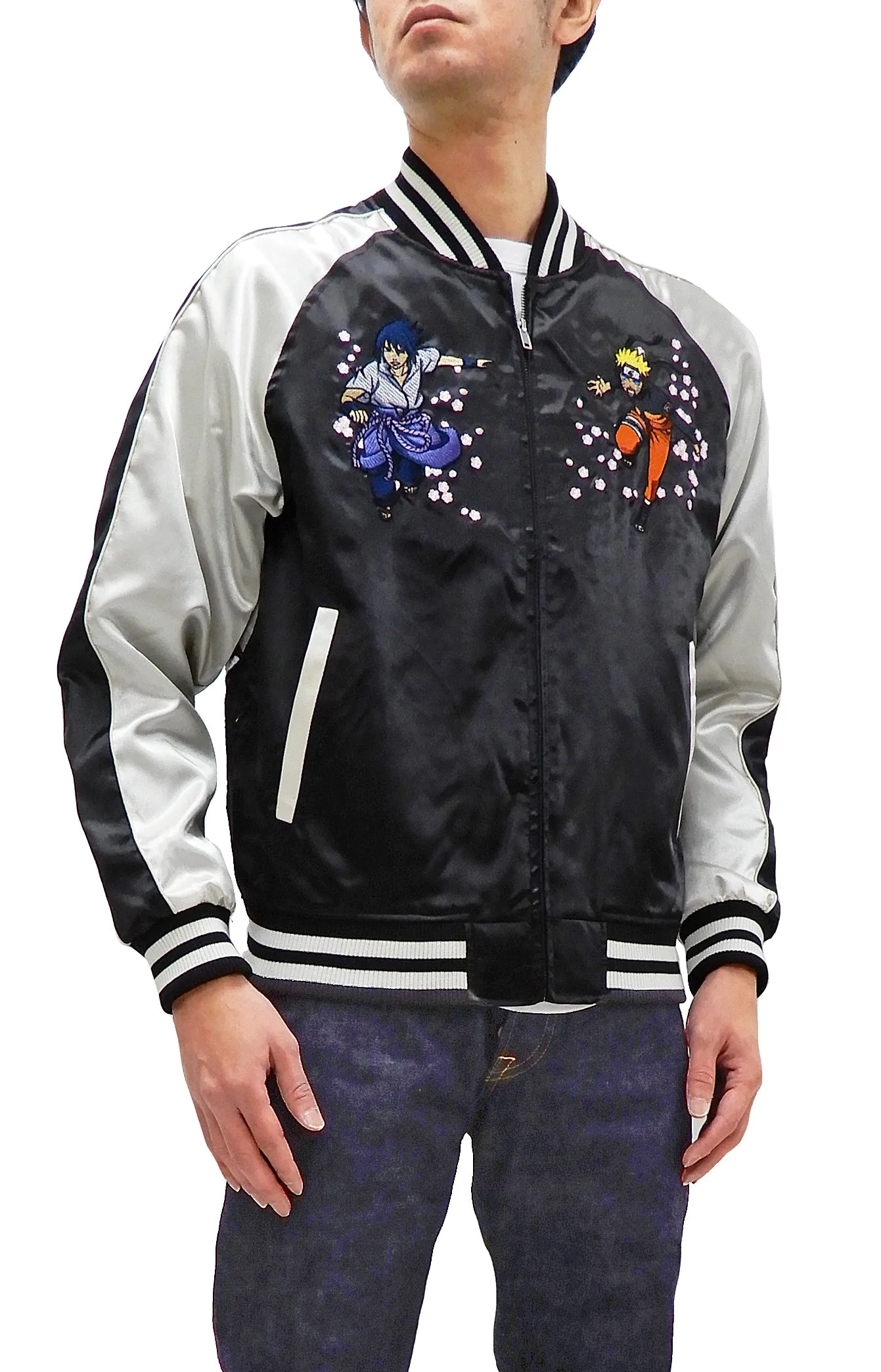 Naruto Jacket Men's Japanese Souvenir Jacket Naruto Shippuden Sukajan 9001823 Black/Off