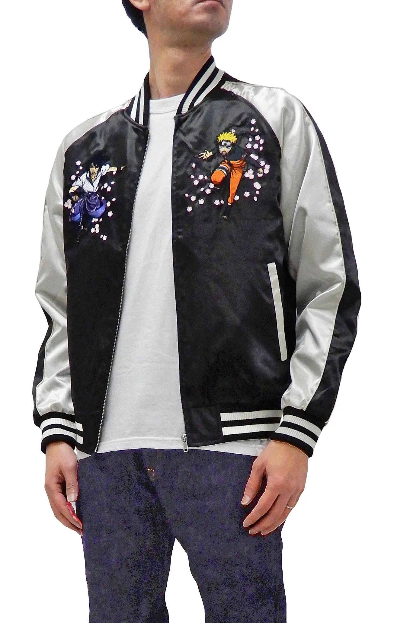 Naruto Jacket Men's Japanese Souvenir Jacket Naruto Shippuden Sukajan 9001823 Black/Off