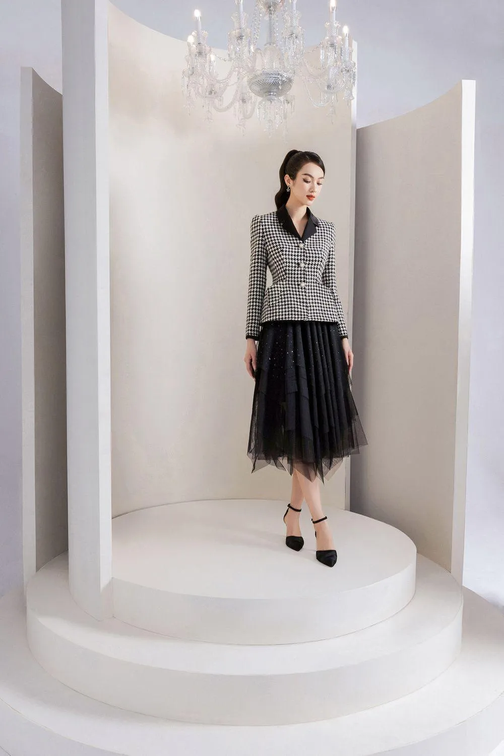 Odette Peplum Notch Lapel Tweed Jacket