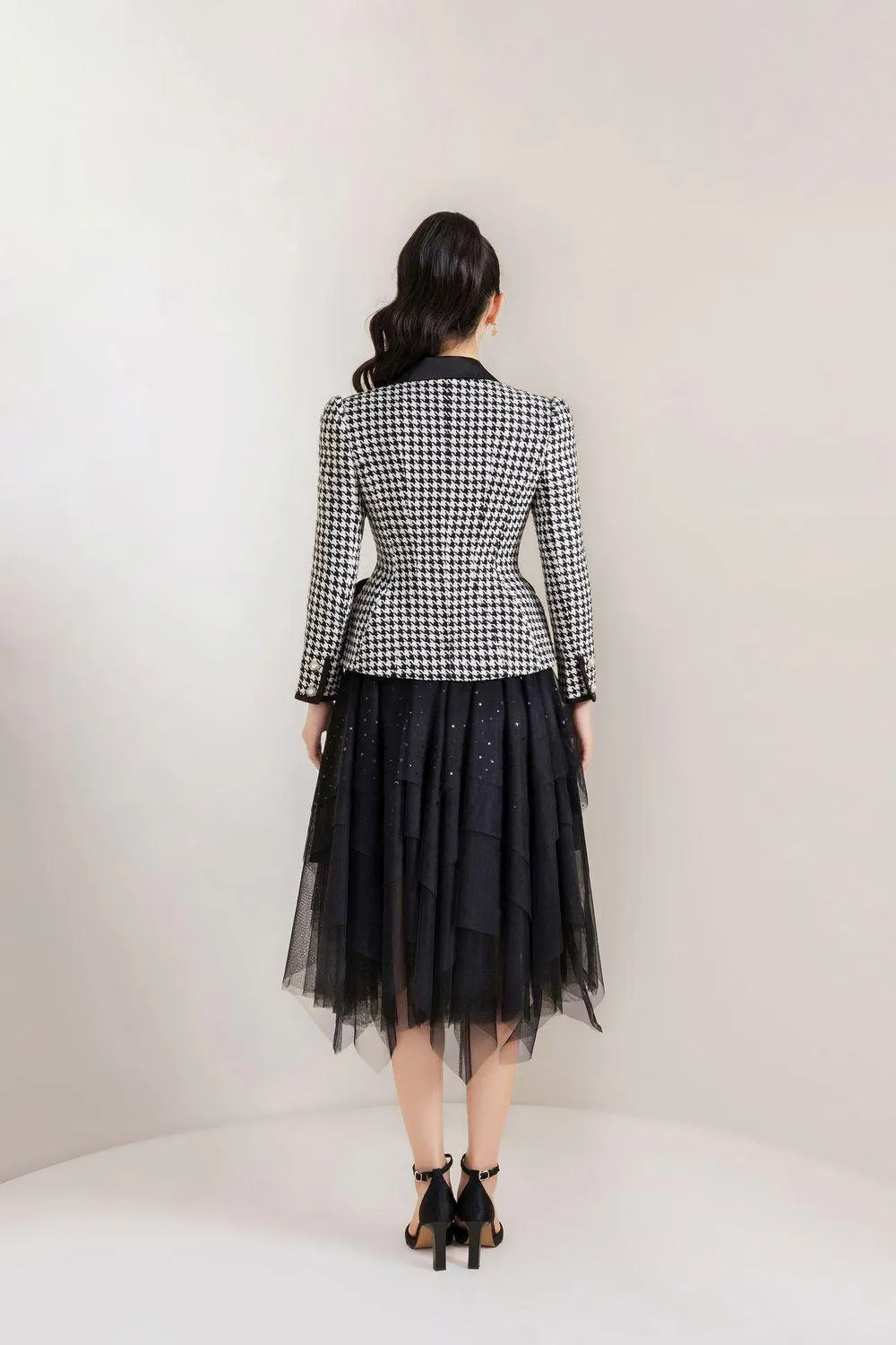 Odette Peplum Notch Lapel Tweed Jacket