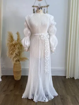 Off-Shoulder Maternity Gown Stylish Pleated Sleeves Maternity Custom Dress Minimalist YW240050