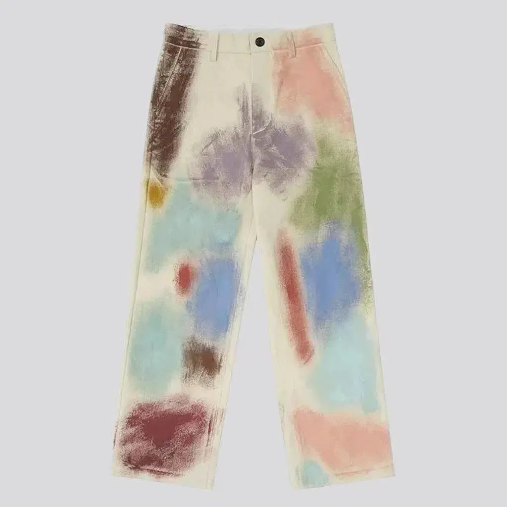 Painted denim pants
 for women