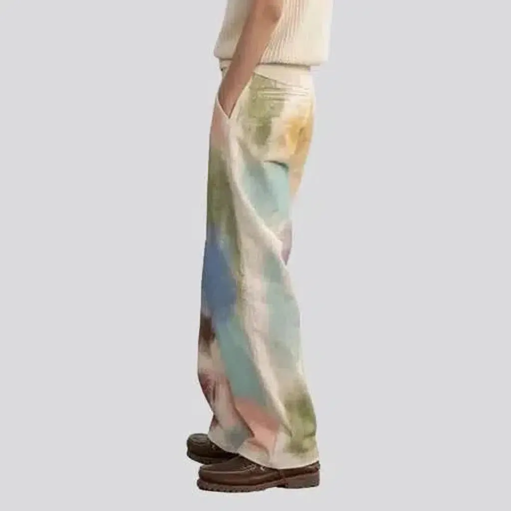 Painted denim pants
 for women