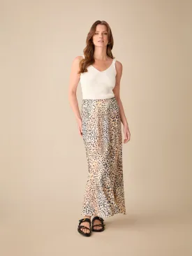 Petite Leopard Print Bias Cut Maxi Skirt