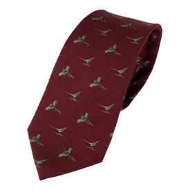 Pheasant Silk Tie in Burgundy