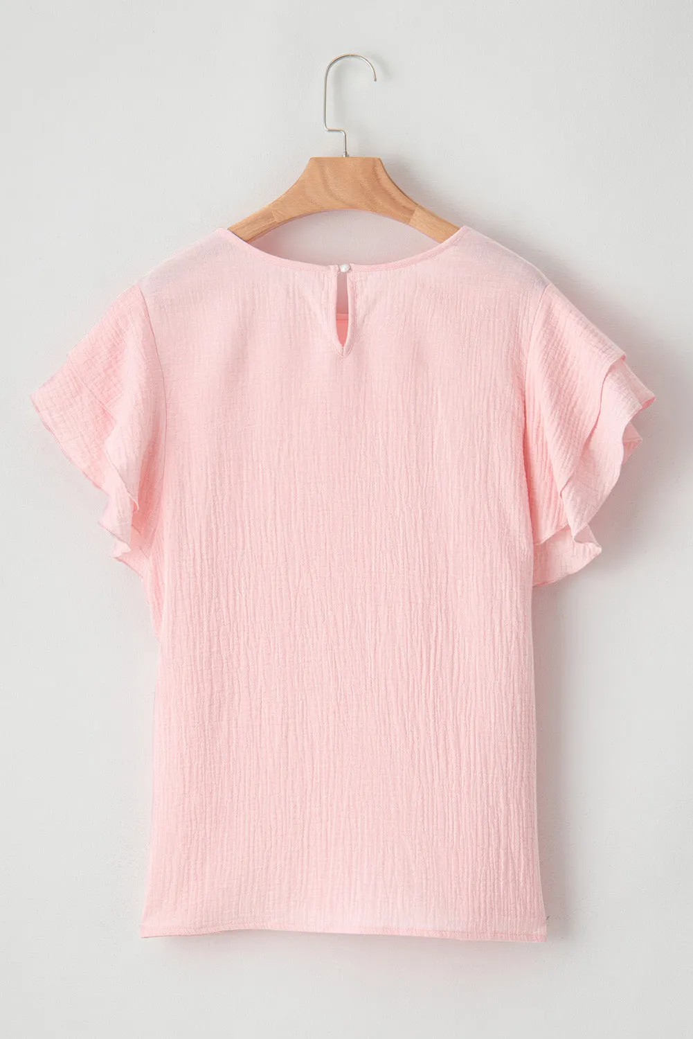 Plus Size Crinkle Textured Ruffle Top
