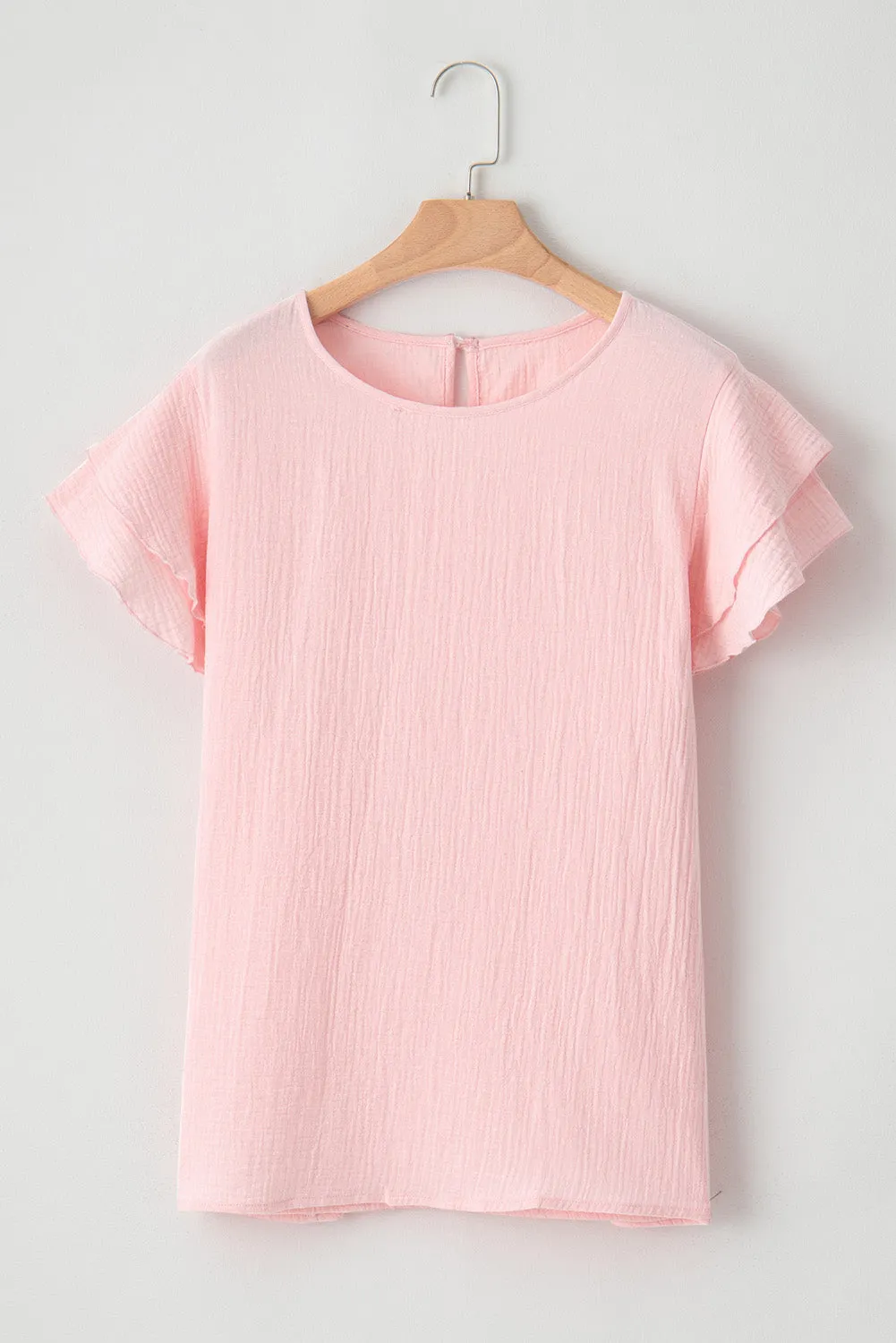 Plus Size Crinkle Textured Ruffle Top