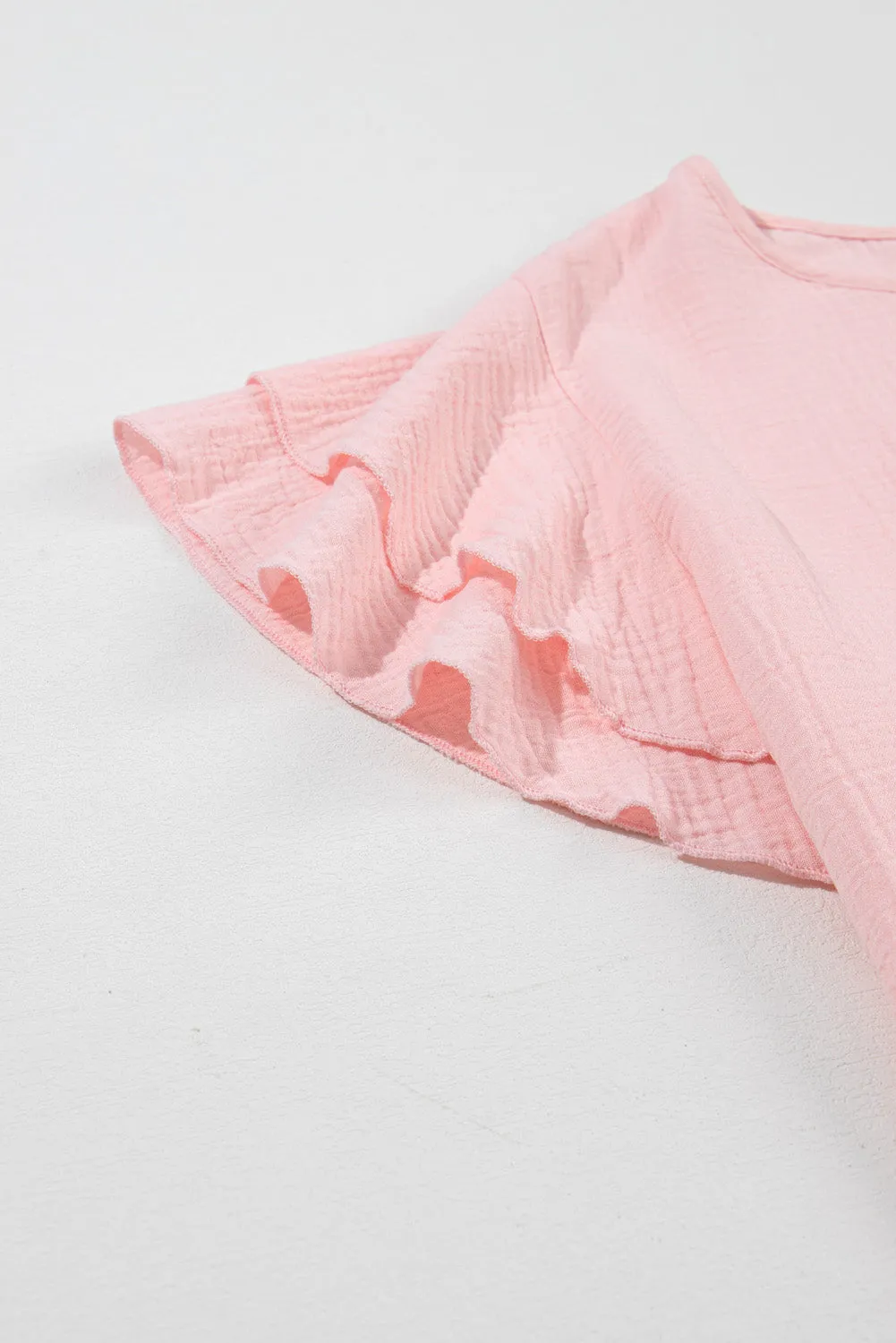 Plus Size Crinkle Textured Ruffle Top