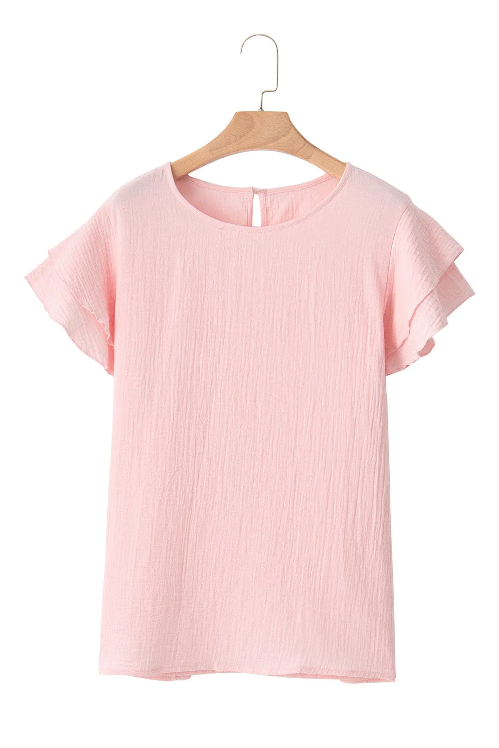 Plus Size Crinkle Textured Ruffle Top