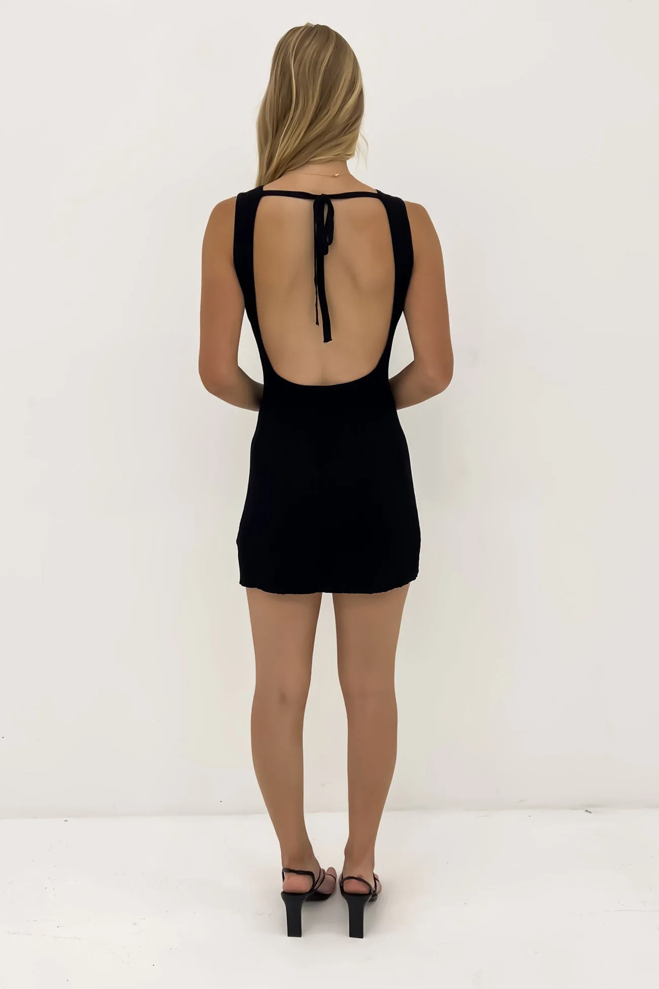 Rae Ribbed Mini Dress Black