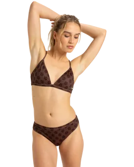 Roxy Pro The Snap Cheeky Bikini Bottoms in Chocolate Plum Polkabiscus