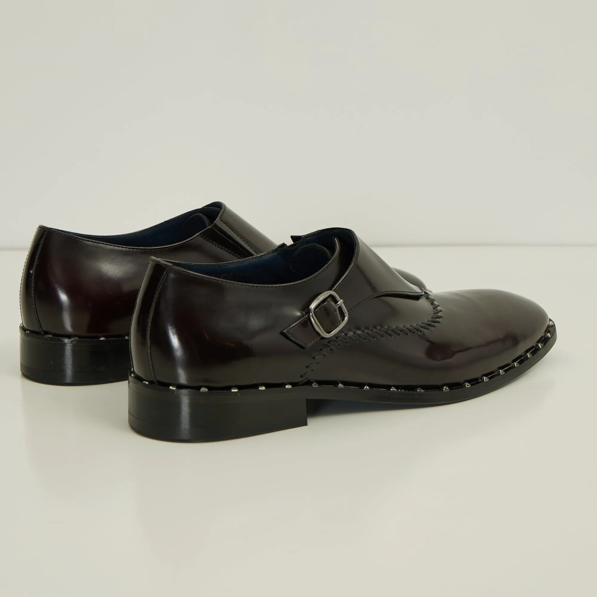 Stitch Detail Monk Strap - Burgundy