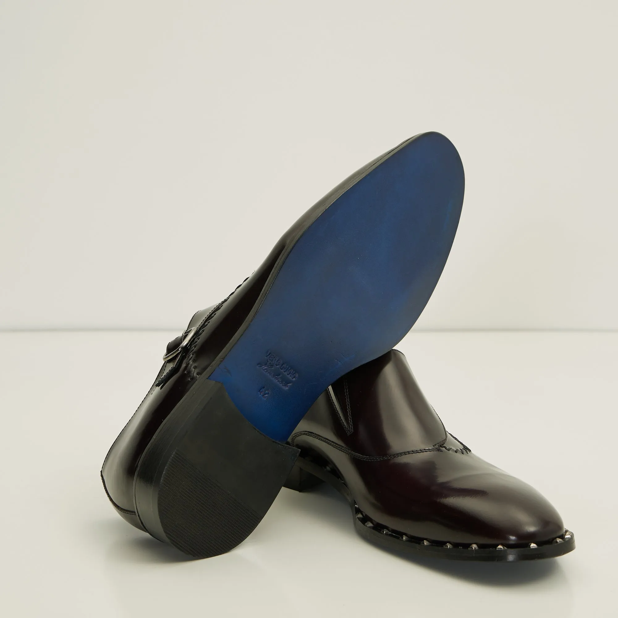 Stitch Detail Monk Strap - Burgundy