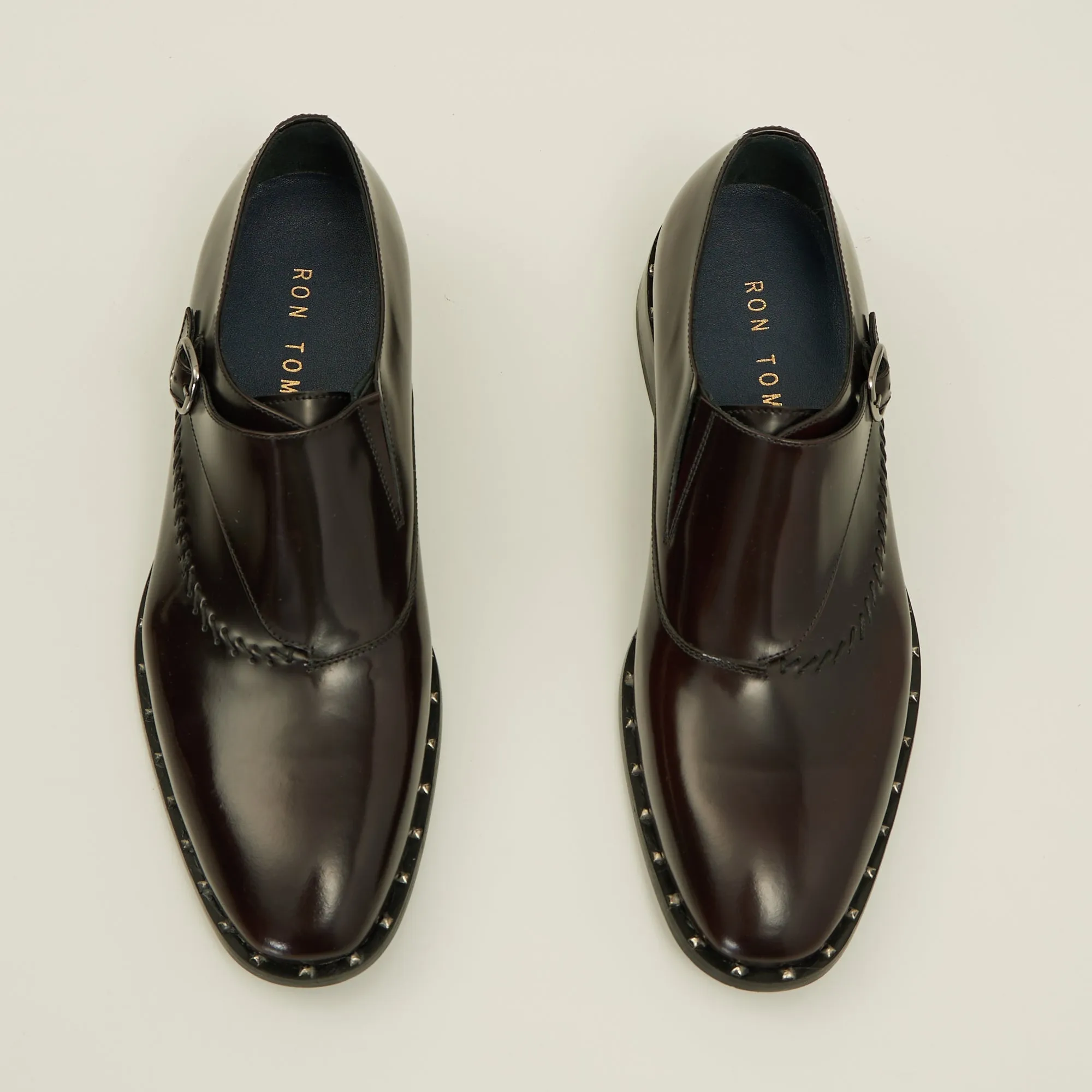 Stitch Detail Monk Strap - Burgundy
