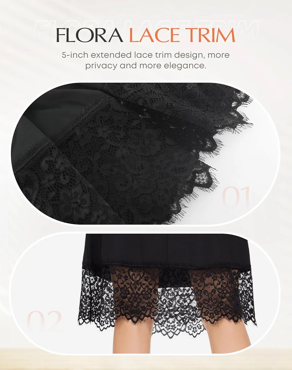 Subuteay Womens Half Slips Lace Trim Under Dresses Slip Extender Underskirts