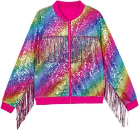 Tessel Sequin Jacket for Women Sparkly Bomber Varsity Trendy Shiny Coat Ladies Glitter Birthday Party Holiday Clothes