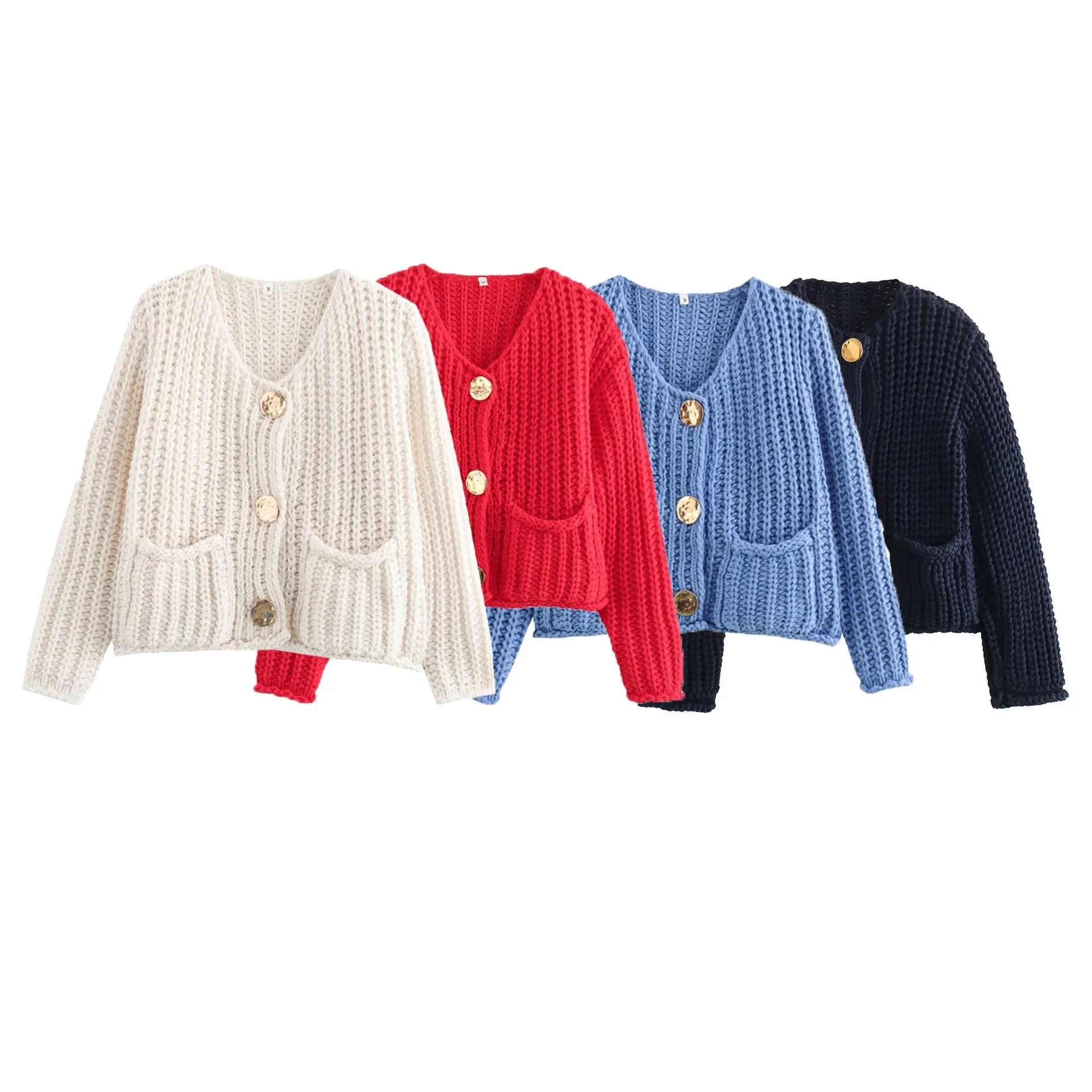 Thick-Knitted Short buttoned-Pullover