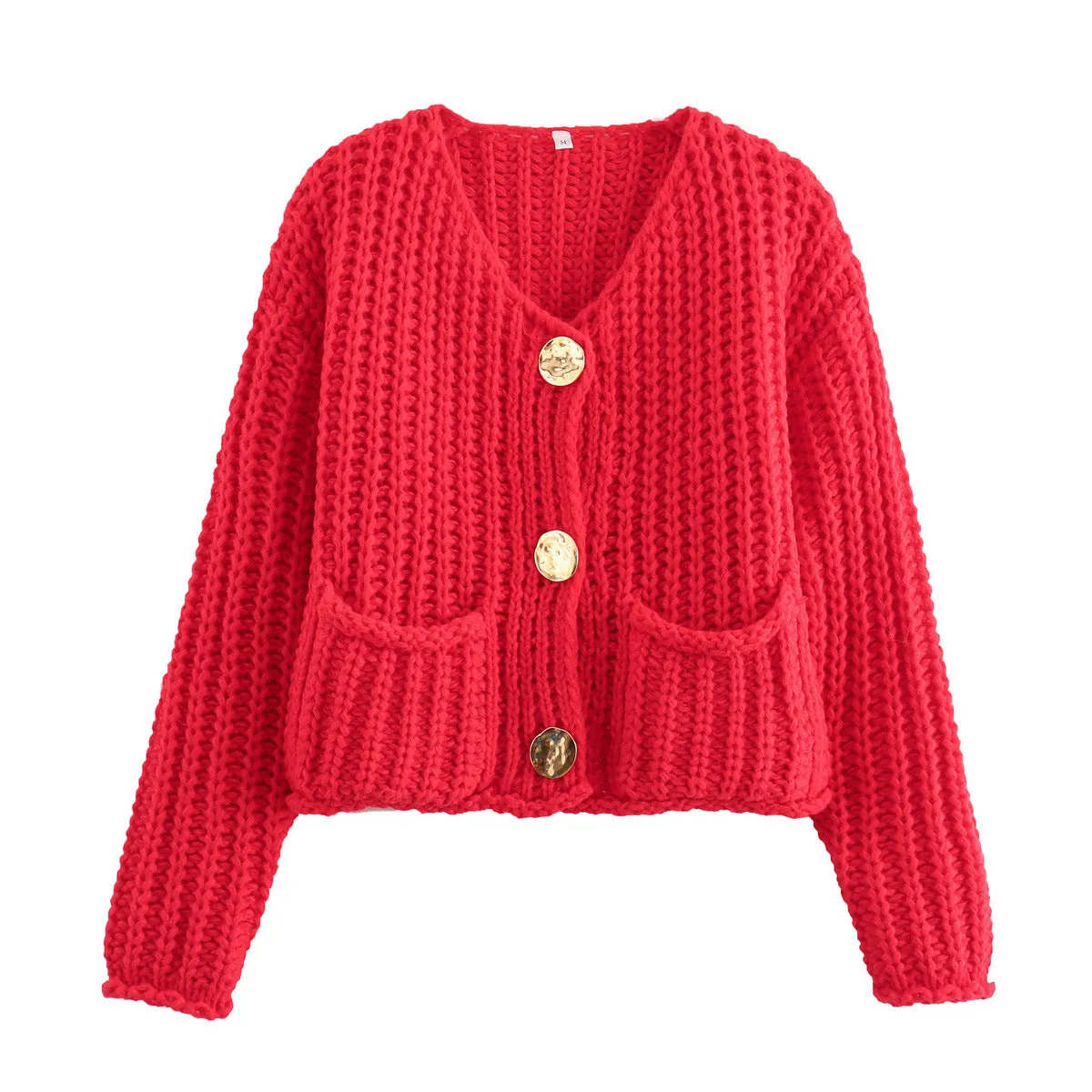 Thick-Knitted Short buttoned-Pullover
